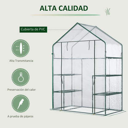 Outsunny Invernadero De Jardín Con 4 Estantes 142x73x195 Cm Verde_3