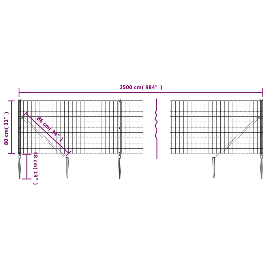 Cerca De Alambre Con Pinchos De Anclaje Verde 0,8x25 M / Vetonek_3