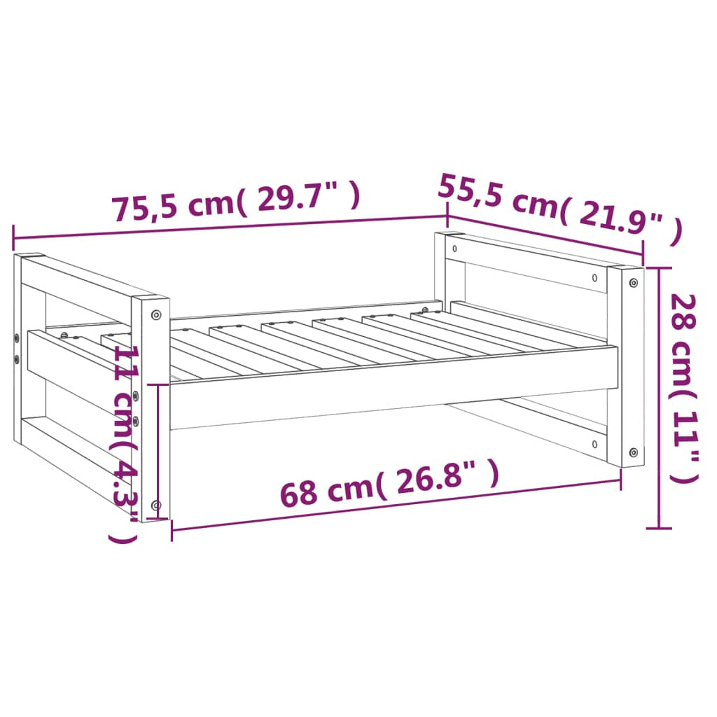 Vidaxl Cama Para Perros Madera Maciza De Pino 75,5x55,5x28 Cm_2