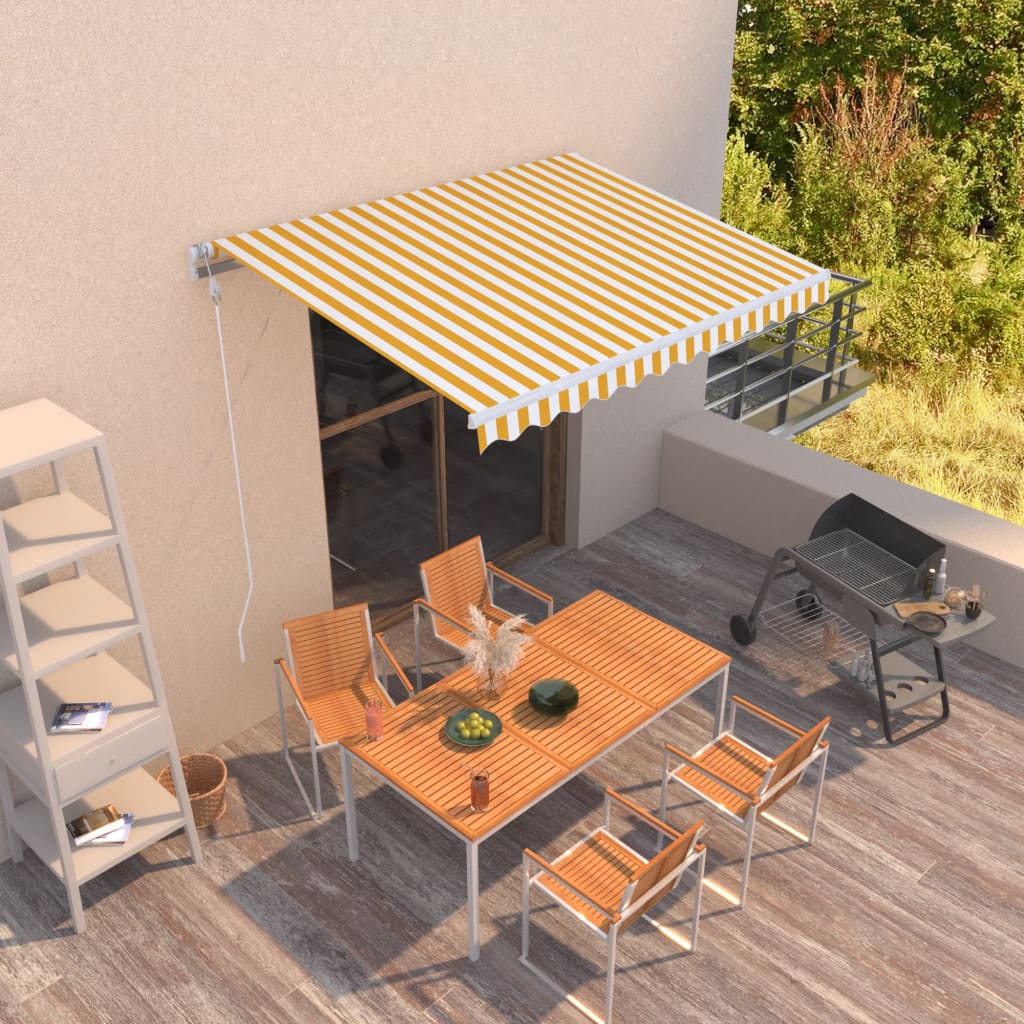 Toldo Automático Retráctil Amarillo Y Blanco 300x250 Cm_1