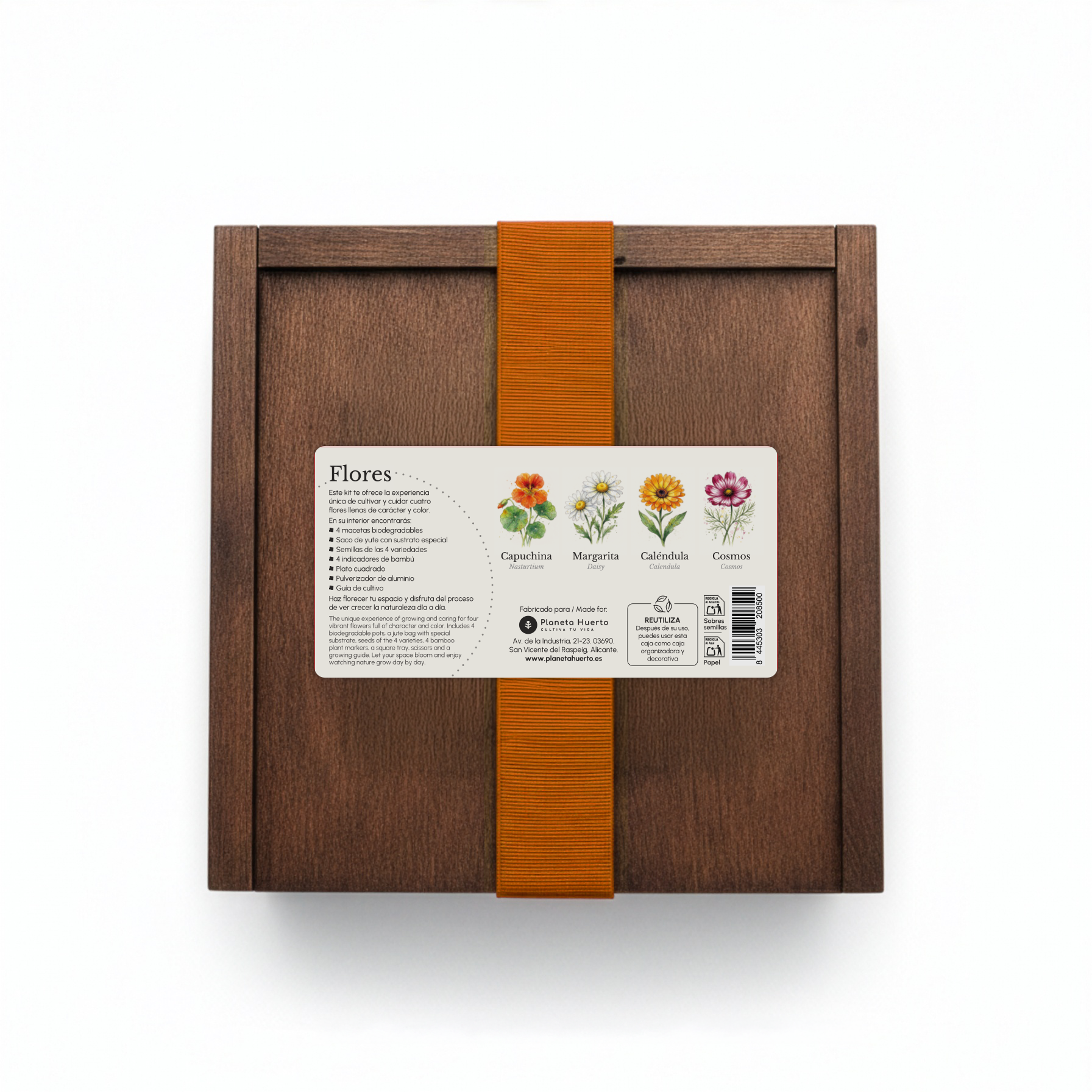 Kit de Cultivo de Flores en Caja de Madera – Regalo Original Planeta Huerto