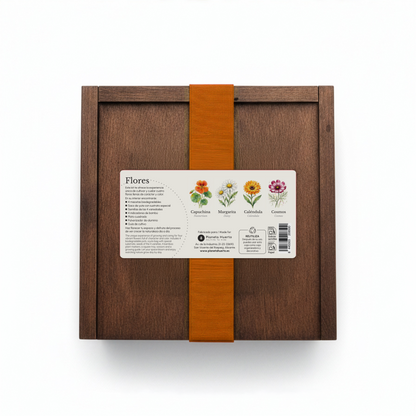 Kit de Cultivo de Flores en Caja de Madera – Regalo Original Planeta Huerto