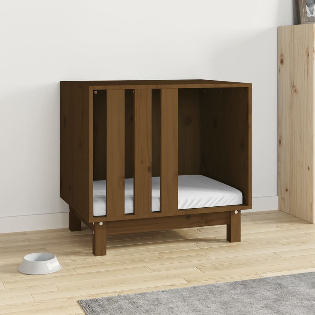 Cama Para Perros Madera Maciza Pino Marrón Miel 60x45x57 Cm / Vetonek_4