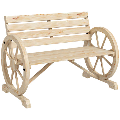 Outsunny Banco De Jardín De Madera Reposabrazos En Forma De Rueda Carga 240 Kg_0