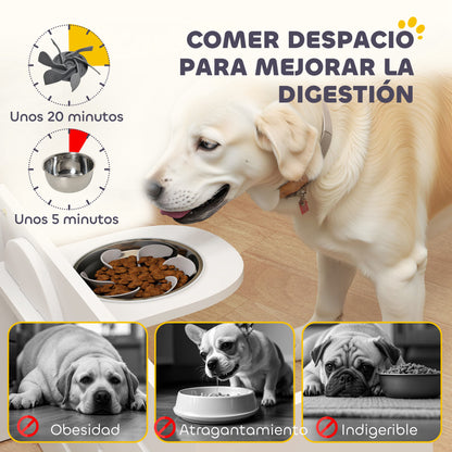Pawhut Comedero Perros Elevado De 3 Alturas Ajustables Cuencos 2x1 L Blanco_5