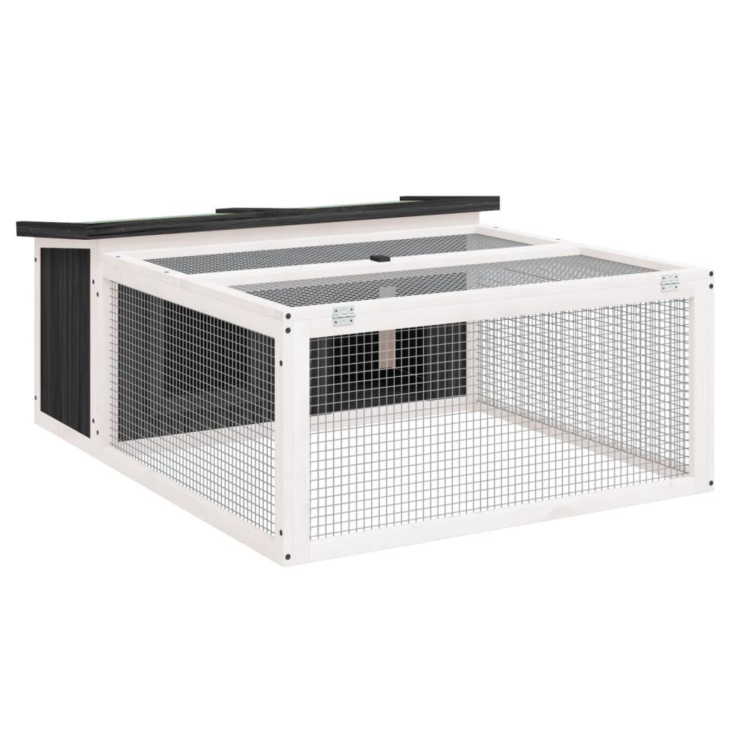 Vidaxl Conejera De Madera Maciza De Pino Gris 117,5x97x47,5 Cm_0