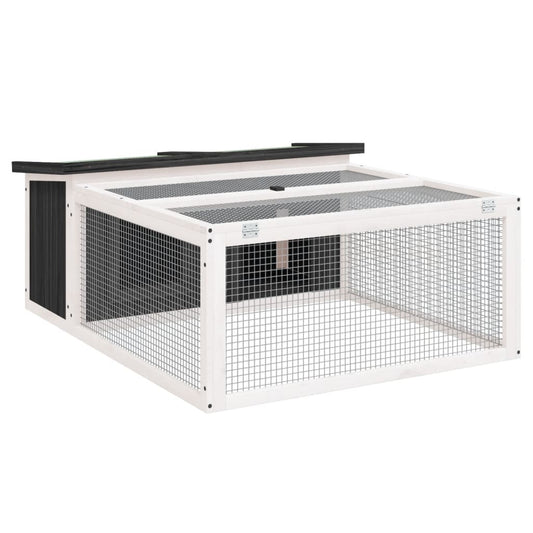 Vidaxl Conejera De Madera Maciza De Pino Gris 117,5x97x47,5 Cm_0