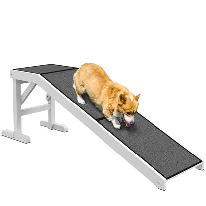Pawhut Rampa Para Perros De Madera Con Alfombra Antideslizante 152x40x50 Cm_0