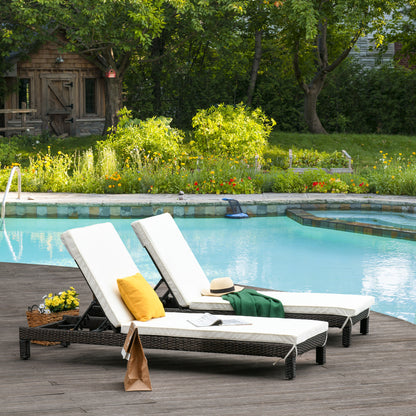 Outsunny Set De 2 Tumbonas De Ratán Chaise Longue Con Cojín Para Exterior Jardín_1