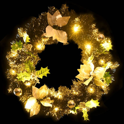 Vidaxl Corona De Navidad Con Luces Led Verde 60 Cm Pvc_2