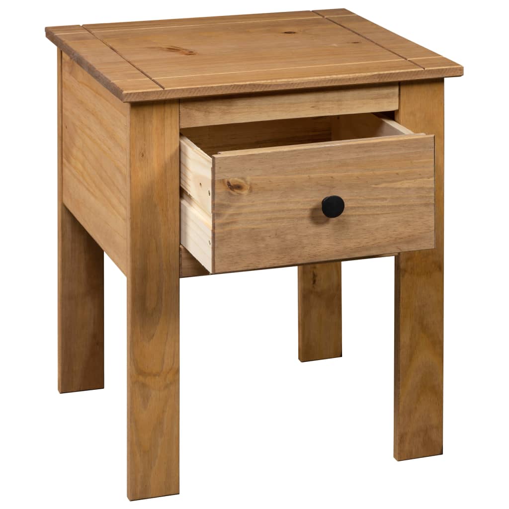 Mesita De Noche De Madera Maciza Pino Estilo Panamá 46x40x57 Cm_3