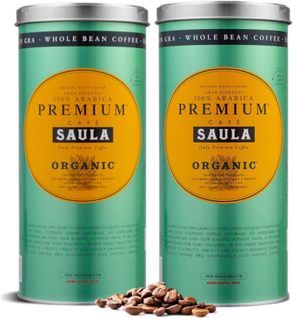 Pack x 2 café en grano Saula Premium ECO 500g