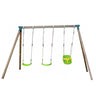 Columpio Triple De Madera Cuadrada Masgames Nori Xl + Asiento Bebe.