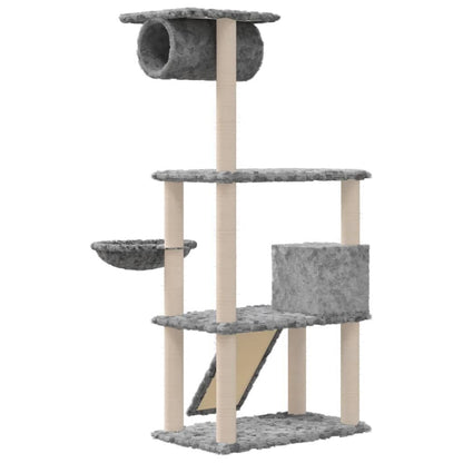 Vidaxl Rascador Para Gatos Con Postes De Sisal Gris Claro 131 Cm_4