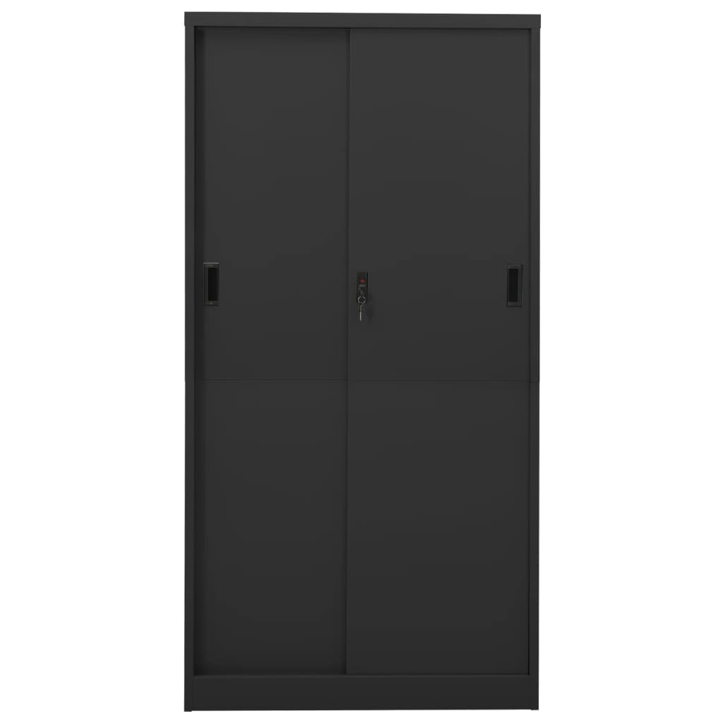 Armario De Oficina Puerta Corredera Acero Antracita 90x40x180cm_3