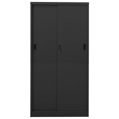 Armario De Oficina Puerta Corredera Acero Antracita 90x40x180cm_3