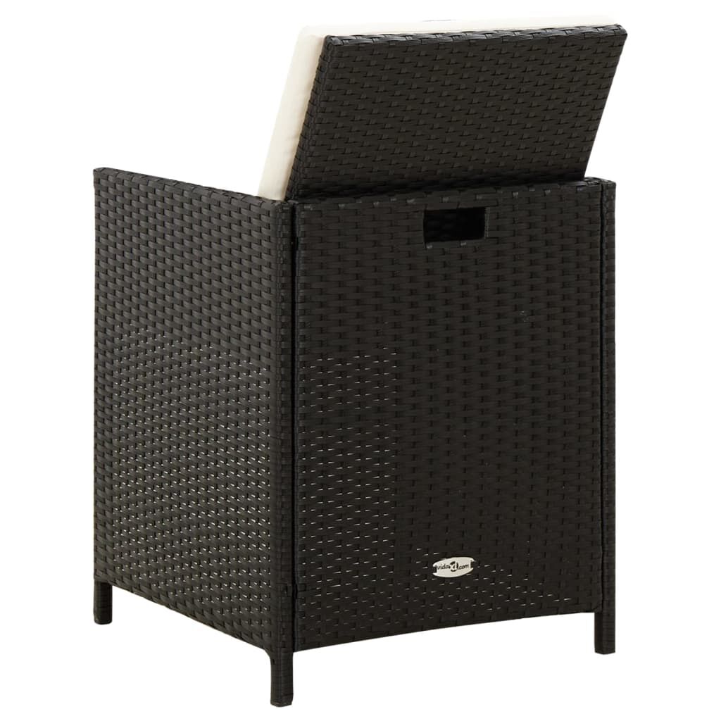Vidaxl Conjunto De Silla De Jardín Y Taburete 4 Piezas Negra Ratán Pe_4