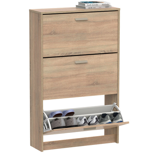Zapatero Entrada Recibidor, Mueble Auxiliar Estrecho Zapatos, 3 Puertas, Madera 119,5x74x25 Cm, Briebe, Nova, Madera_0