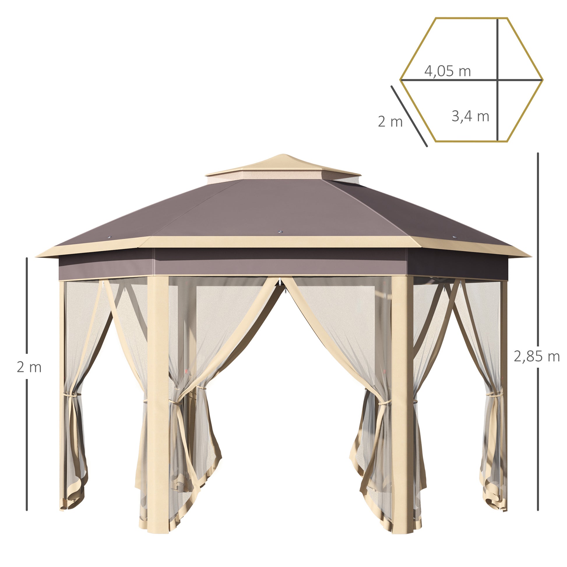 Outsunny Carpa Plegable 4,05x3,4x2,85 M Altura Ajustable Doble Techo Mosquiteras_2