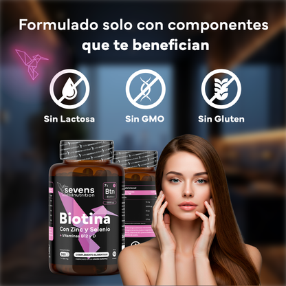 Biotina 10,000 Mcg Sevens Nutrition. Fortalece Cabello, Piel Y Uñas._3