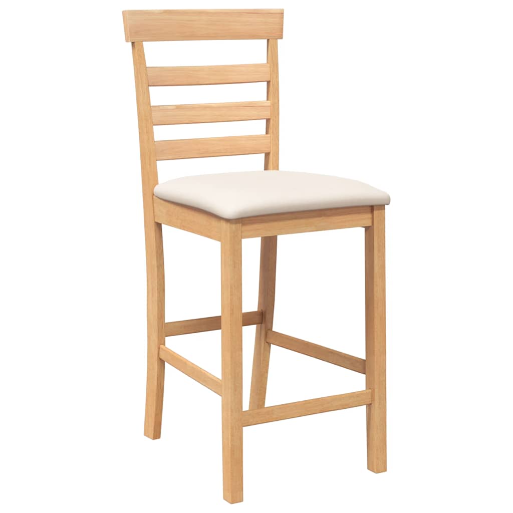 Taburetes De Bar Con Cojines 2 Uds Madera Maciza Natural Caucho_2