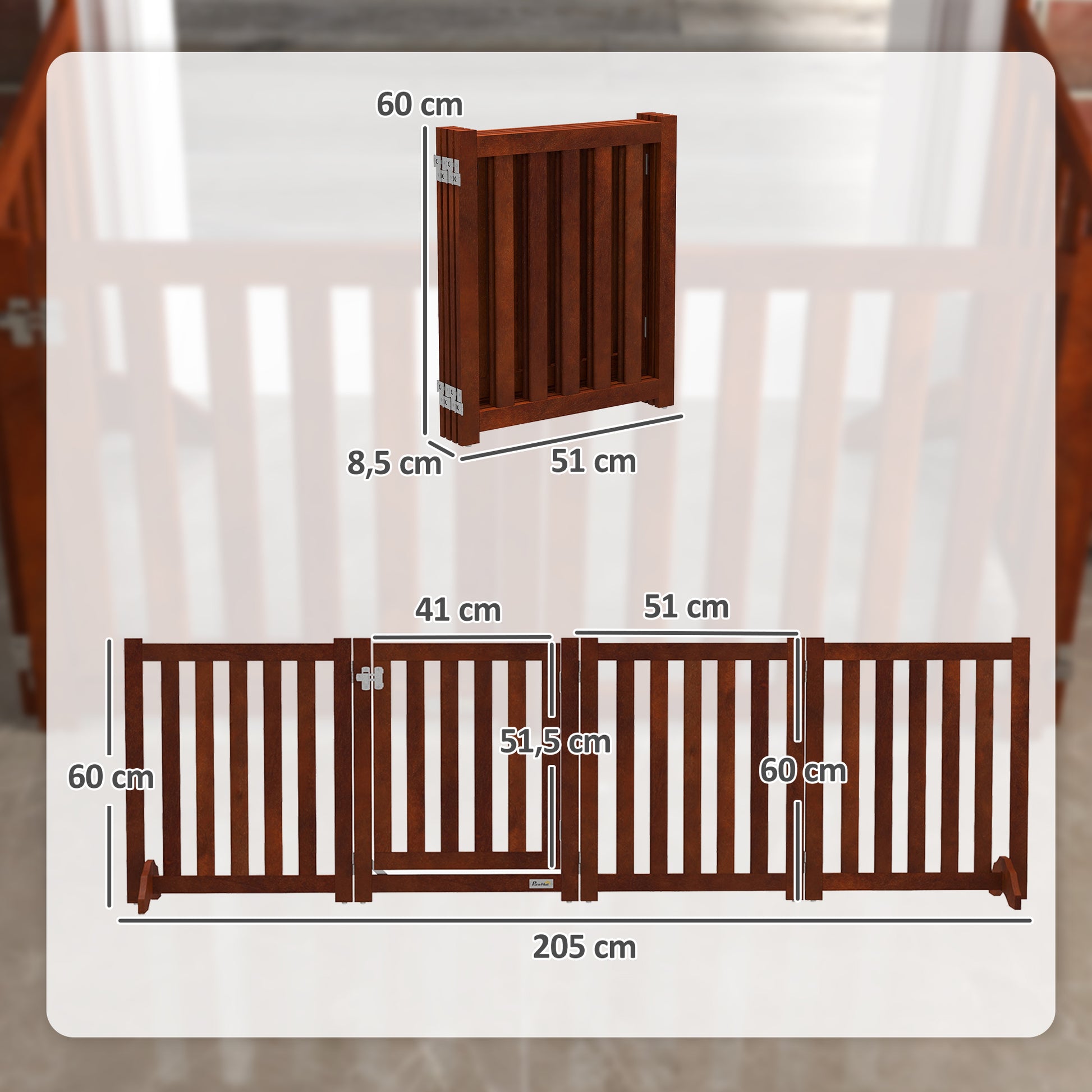Pawhut Barrera De Seguridad Para Perros Plegable 205x30x60 Cm Con Soporte De Pie_2