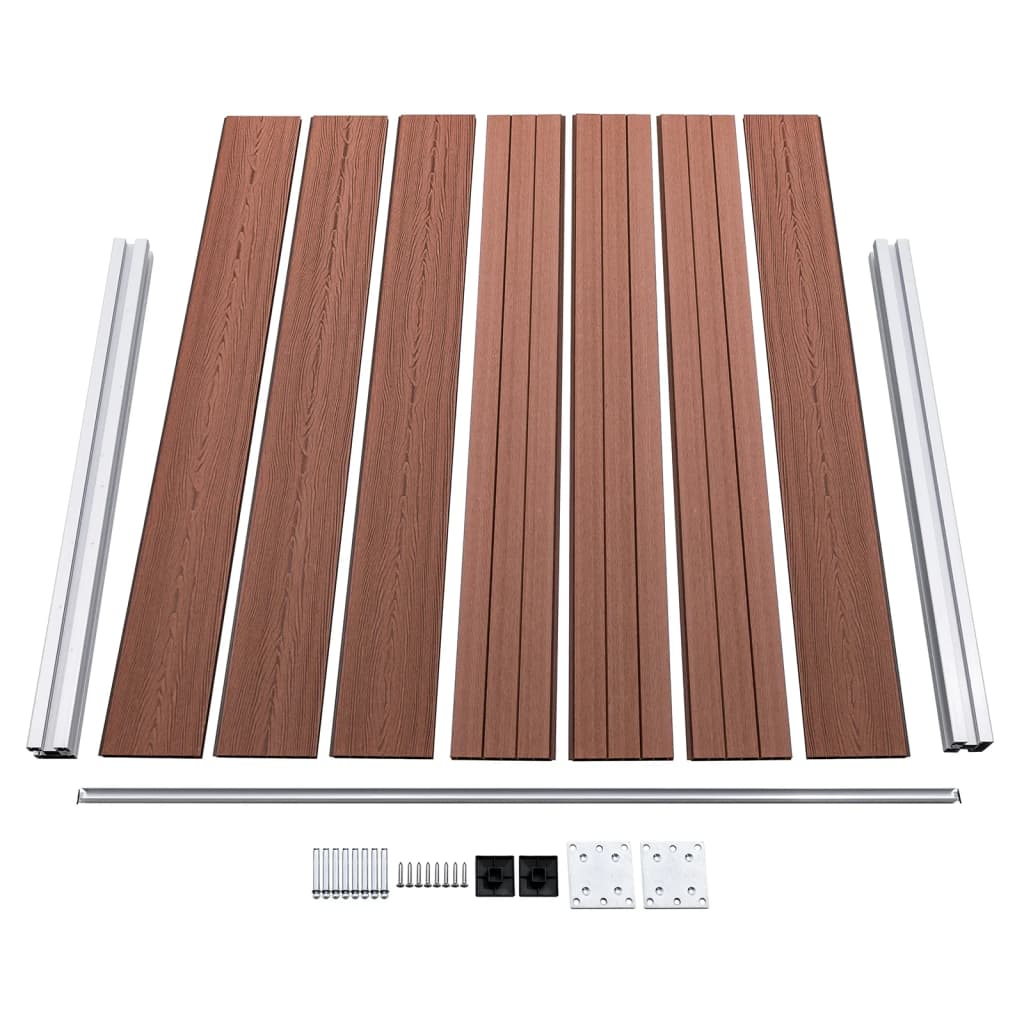 Set De Panel De Valla Wpc Marrón 353x146 Cm / Vetonek_4