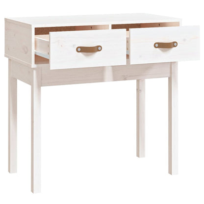 Mesa Consola De Madera Maciza De Pino Blanco 76,5x40x75 Cm_2