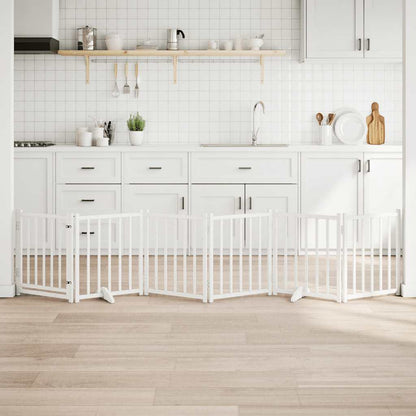 Vidaxl Puerta De Perros Plegable 6 Paneles Madera Abeto Blanco 300 Cm_1