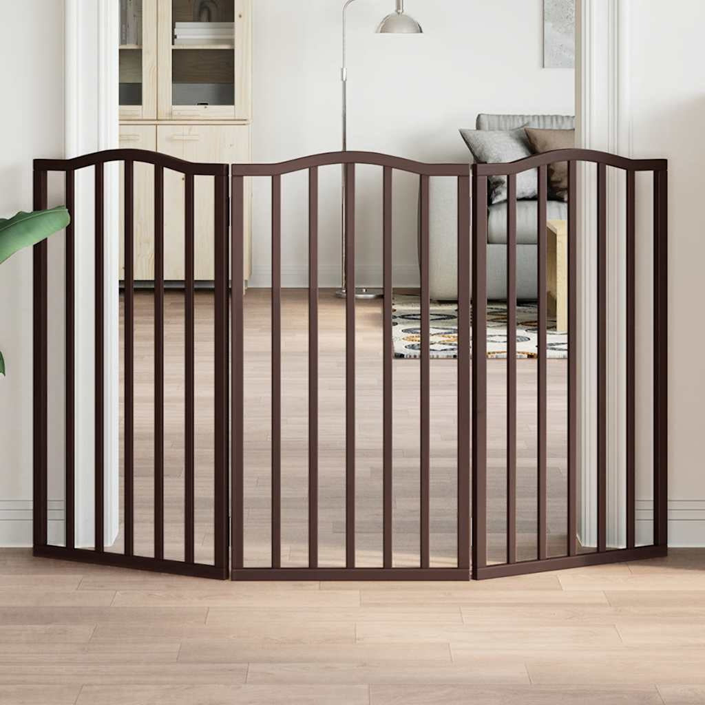 Vidaxl Puerta Para Perros Plegable 3 Paneles Álamo Marrón Roble 150 Cm_1