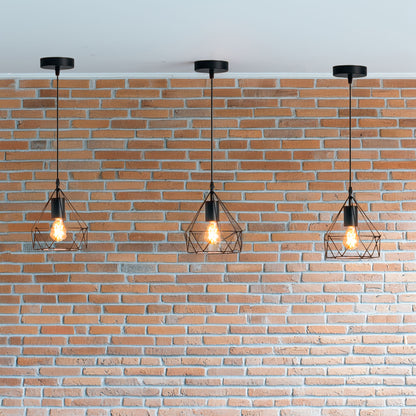 Wellhome Lámpara Suspensión Metálico Negro Ø19x22cm