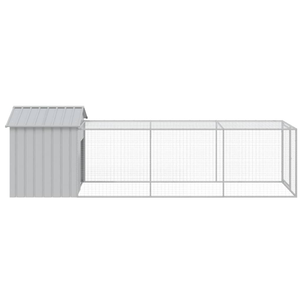 Vidaxl Gallinero Con Corral Acero Galvanizado Gris Claro 117x405x123cm_3