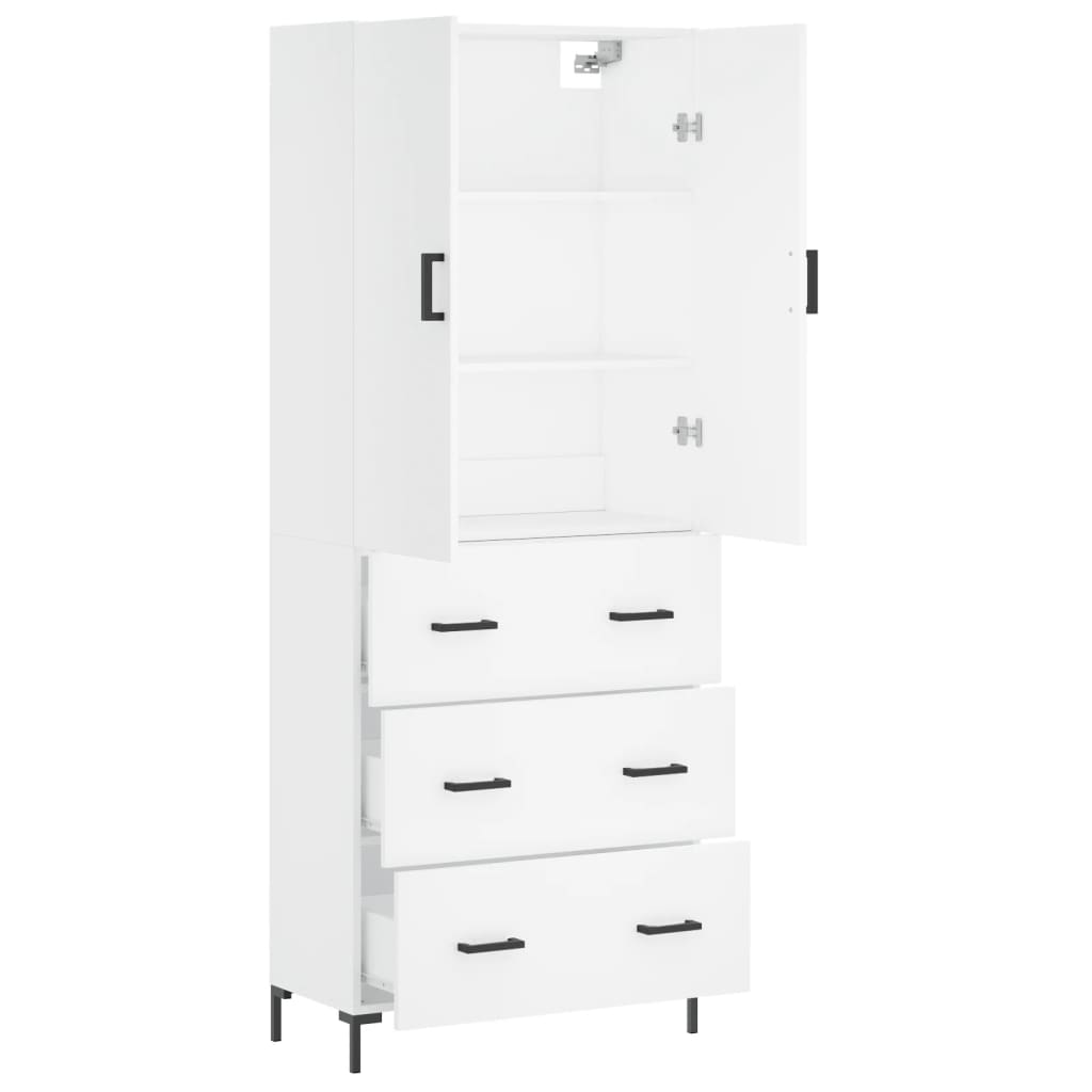 Aparador Alto Madera Contrachapada Blanco 69,5x34x180 Cm_3