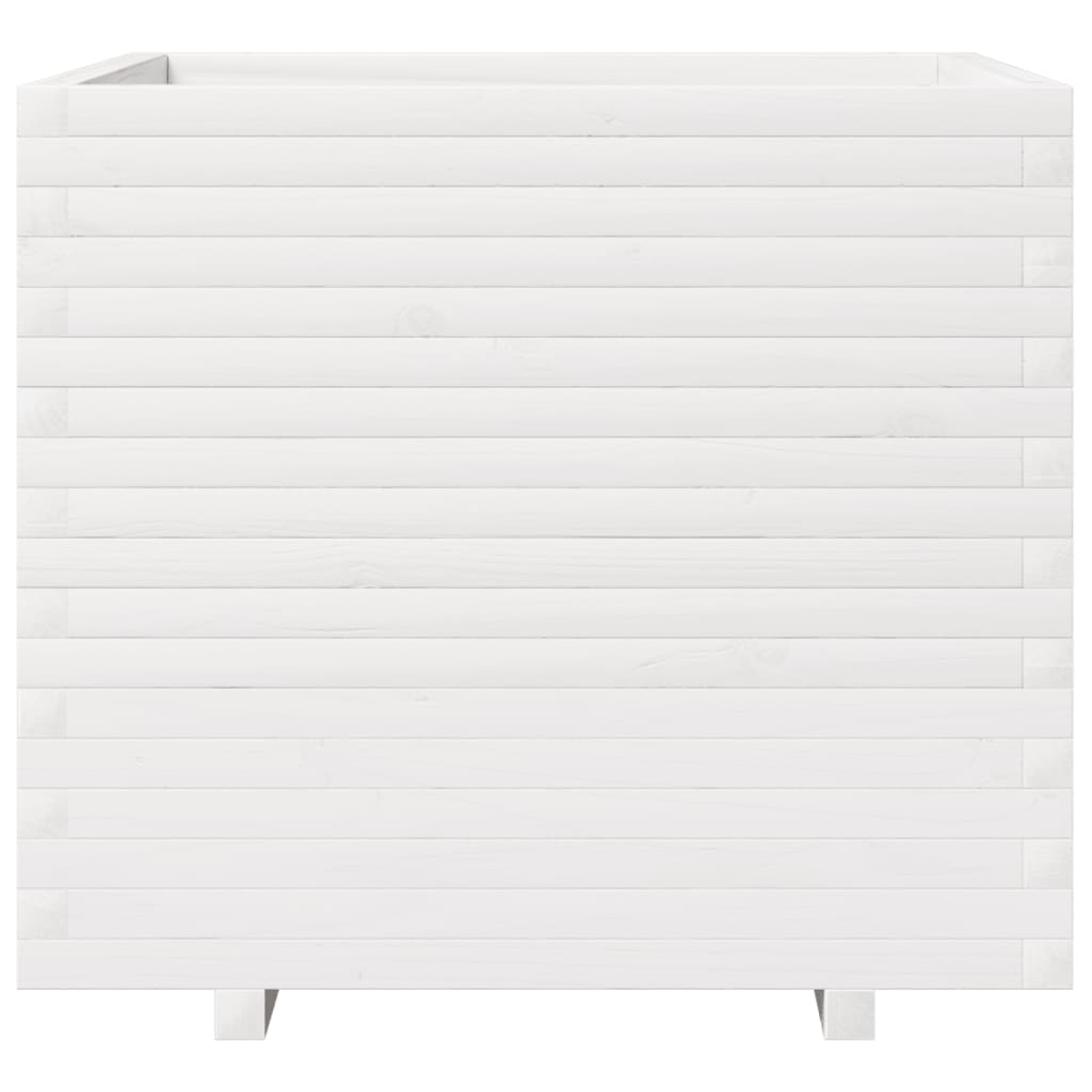 Jardinera De Madera Maciza De Pino Blanca 80x80x72 Cm_4