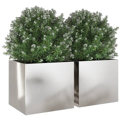 Jardineras 2 Unidades Acero Inoxidable Plateado 32x30x29 Cm_3