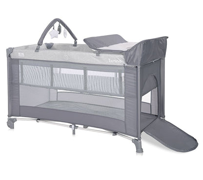 Cuna De Viaje Con Cambiador Torino Plus (2 Niveles) Grey Striped_2