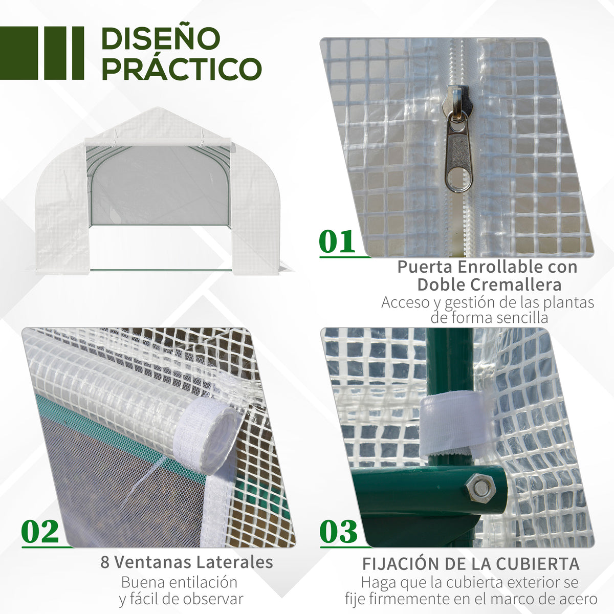 Invernadero De Jardín Outsunny Blanco 593x300x200 Cm_5
