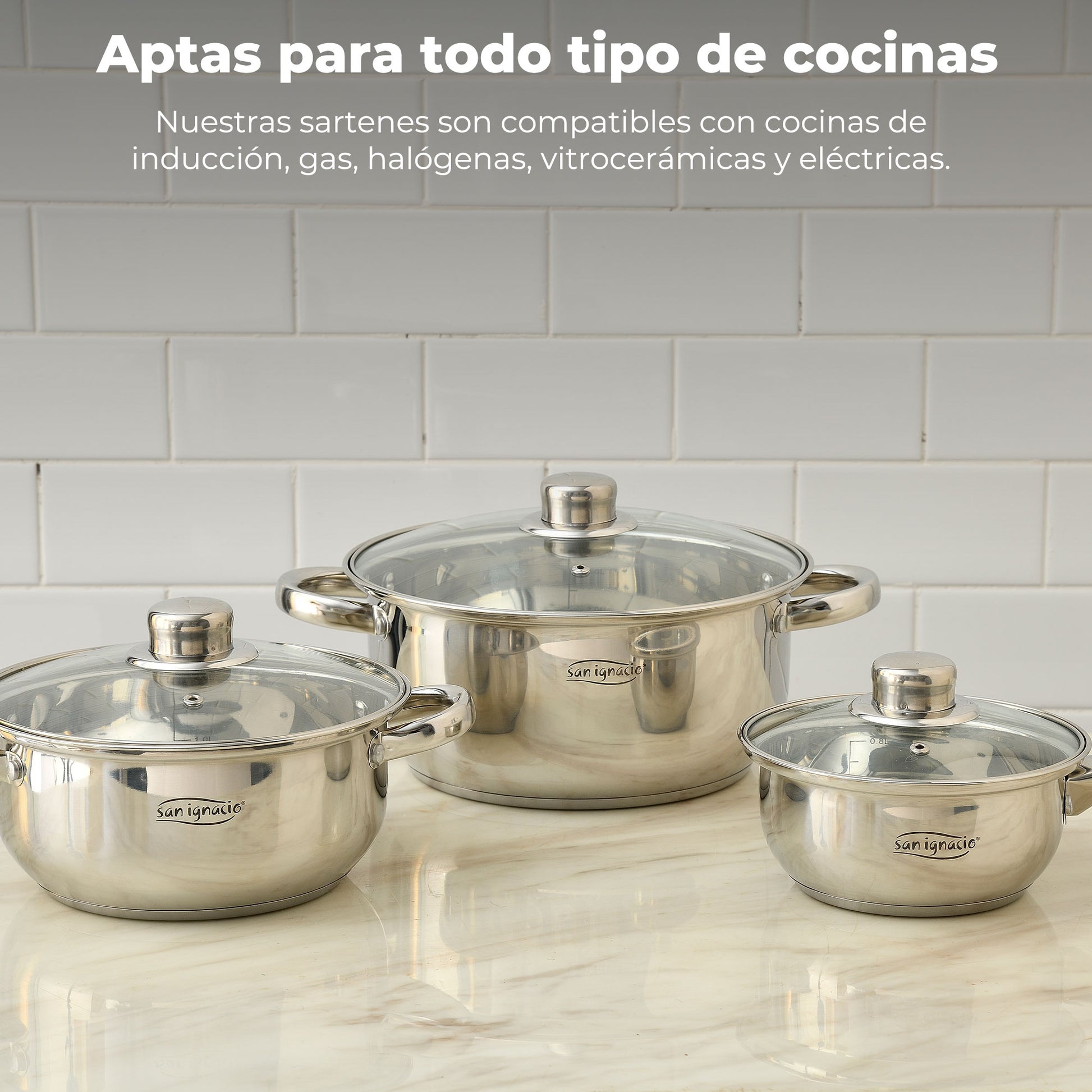 Set 13 Pcs Compuesto Por Batería De Cocina Acero Inoxidable + Set De 3 Sartenes De Alumnnio Prensado + Cazo 16cm Acero Inoxidable_2