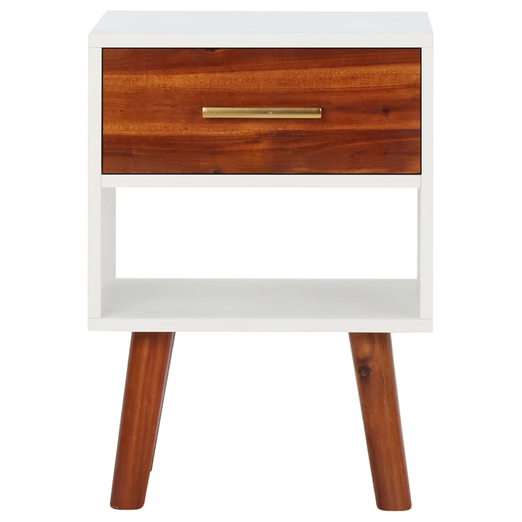 Mesita De Noche De Madera Maciza De Acacia 40x30x57 Cm_0