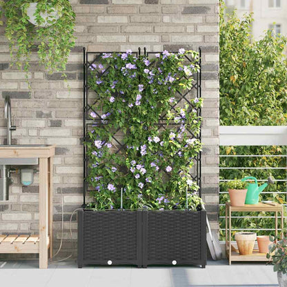 Macetero De Jardín 2 Uds. Negro 80 X 40 X 142 Cm Pp_2