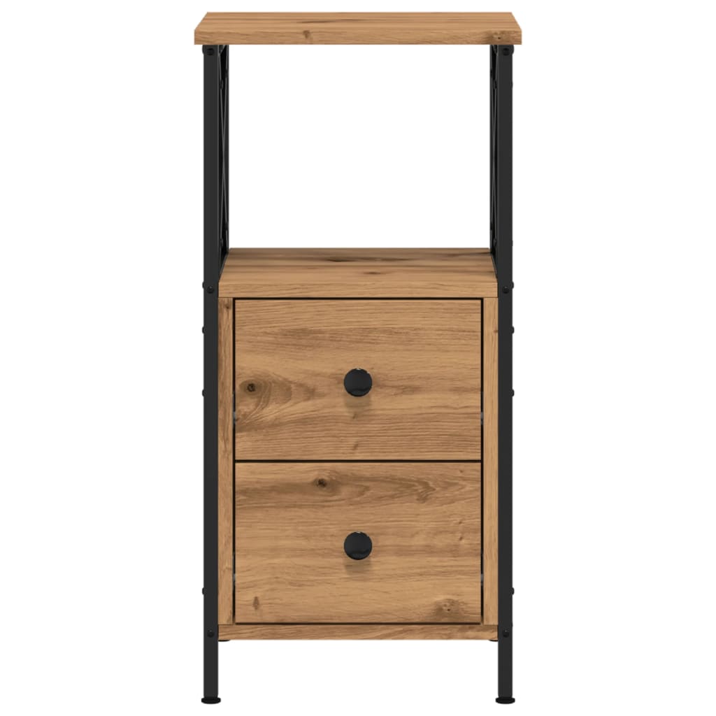 Mesita De Noche Madera Ingeniería Roble Artisan 34x35,5x70 Cm_2