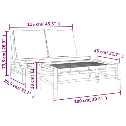 Vidaxl Set De Muebles De Jardín 2 Piezas Bambú Y Cojines Blanco Crema_2