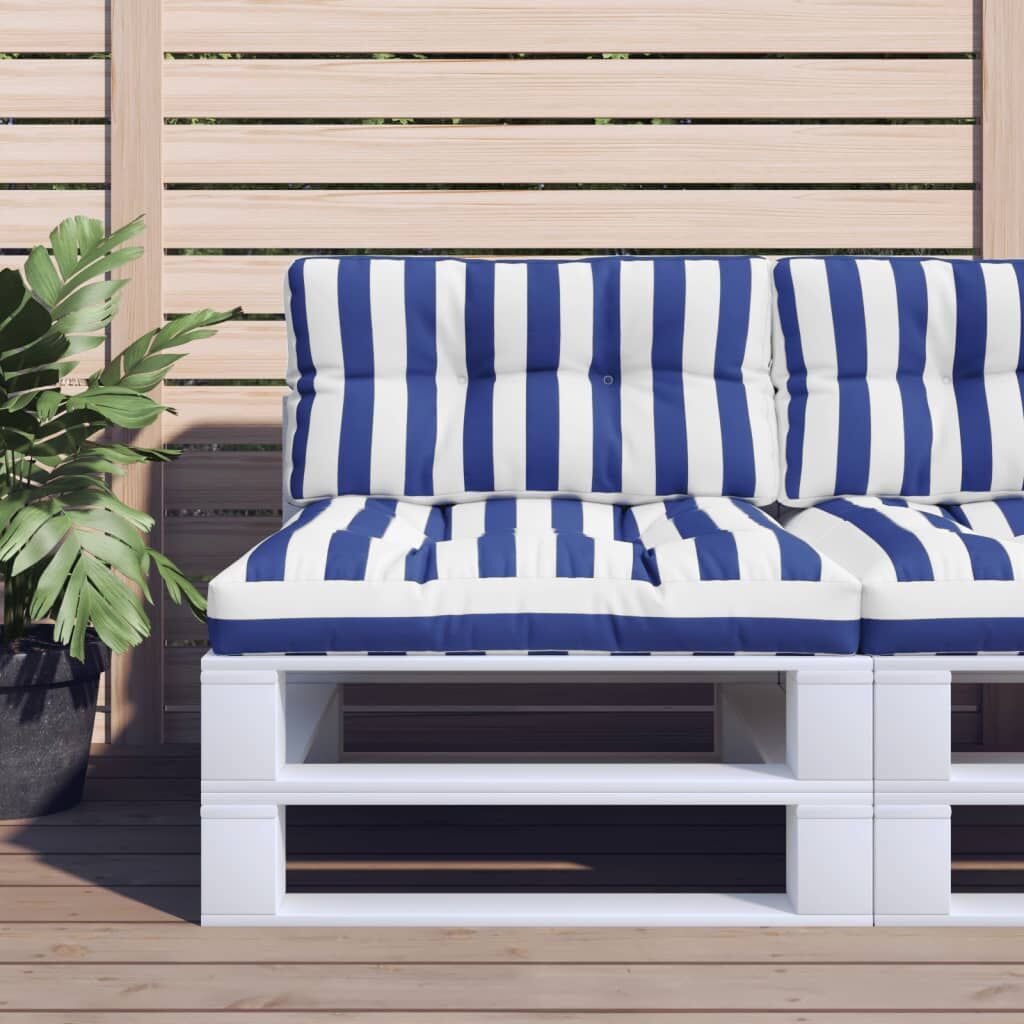 Vidaxl Cojín Para Palés Tela A Rayas Azul Y Blanco 80x40x12 Cm_1
