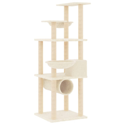 Vidaxl Rascador Para Gatos Con Postes De Sisal Color Crema 141 Cm_4