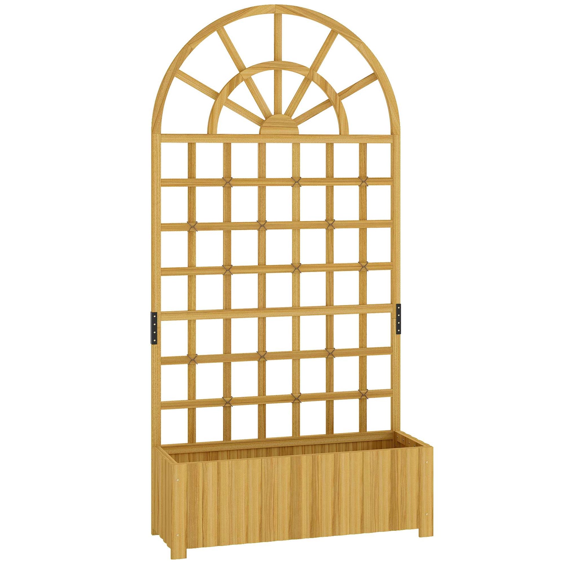 Outsunny Jardinera Con Enrejado De Madera Para Cultivos Verduras 90x30x180 Cm_0