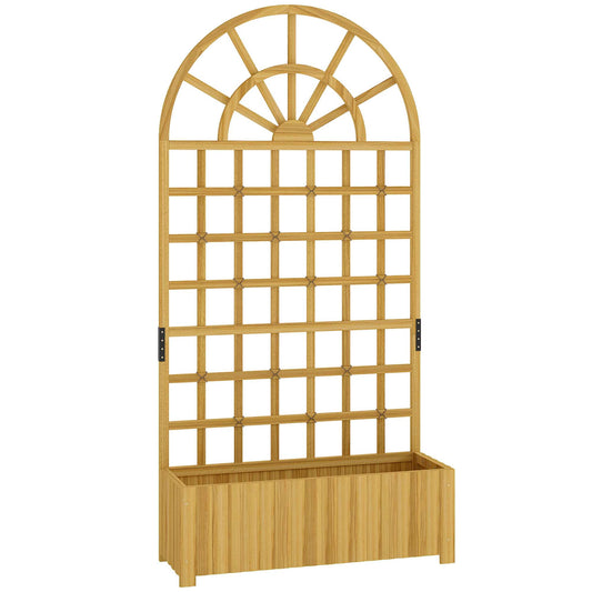 Outsunny Jardinera Con Enrejado De Madera_0