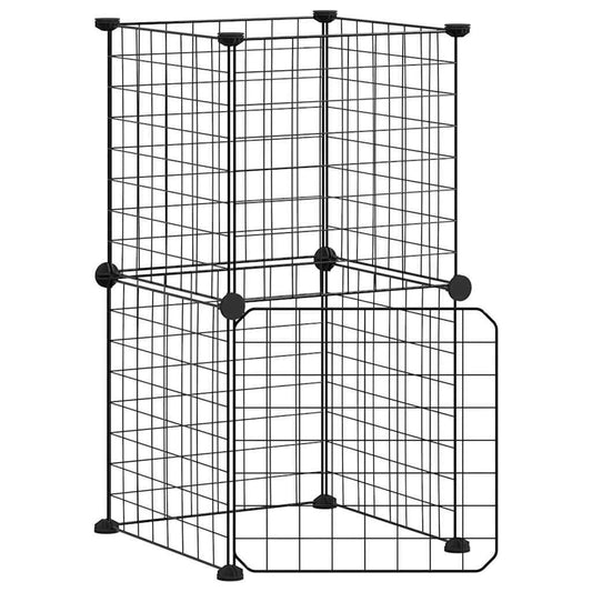 Vidaxl Jaula Para Mascotas De 8 Paneles Con Puerta Acero Negro 35x35cm_0