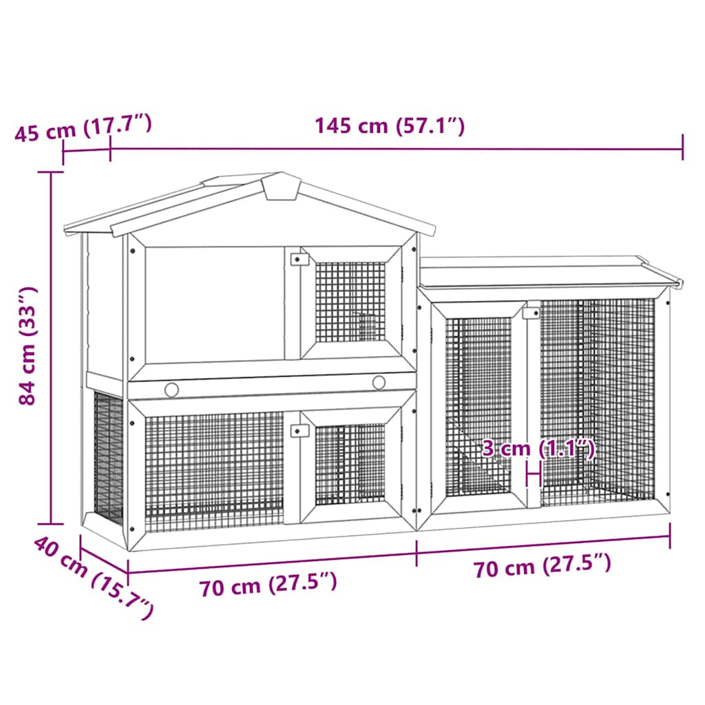 Vidaxl Casa De Animales Grande Jaula Conejera De Madera_2