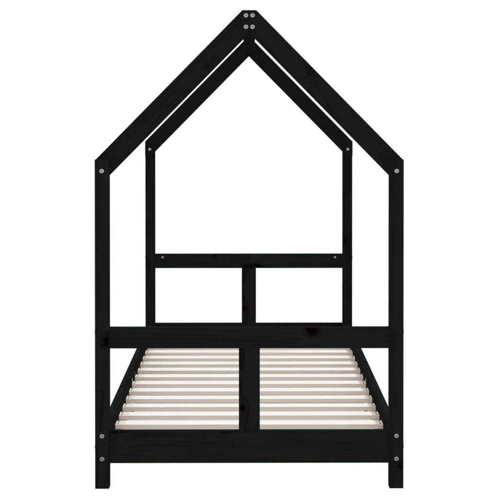 Vidaxl Estructura De Cama Para Niños Madera De Pino Negro 80x200 Cm_4