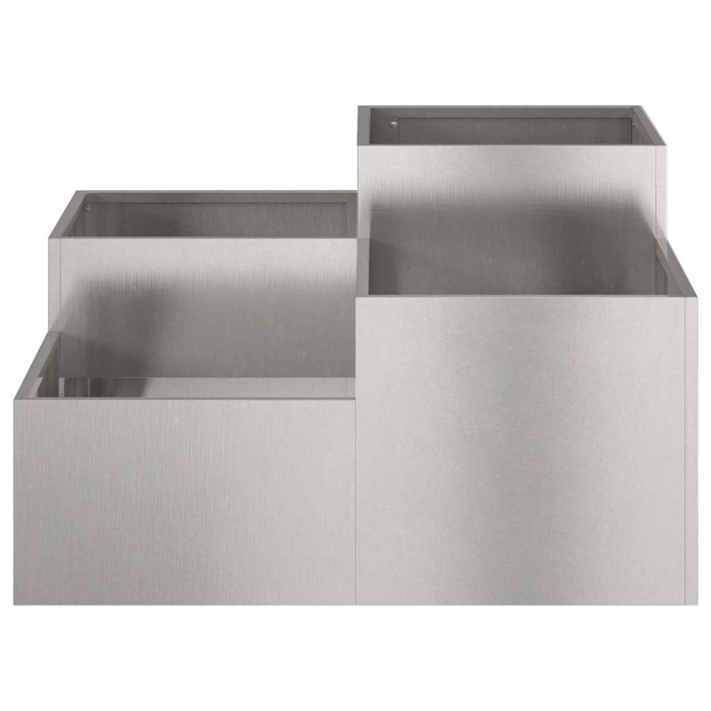 Maceta Para Jardín Plateado 100 X 100 X 48 Cm Acero Inoxidable_4